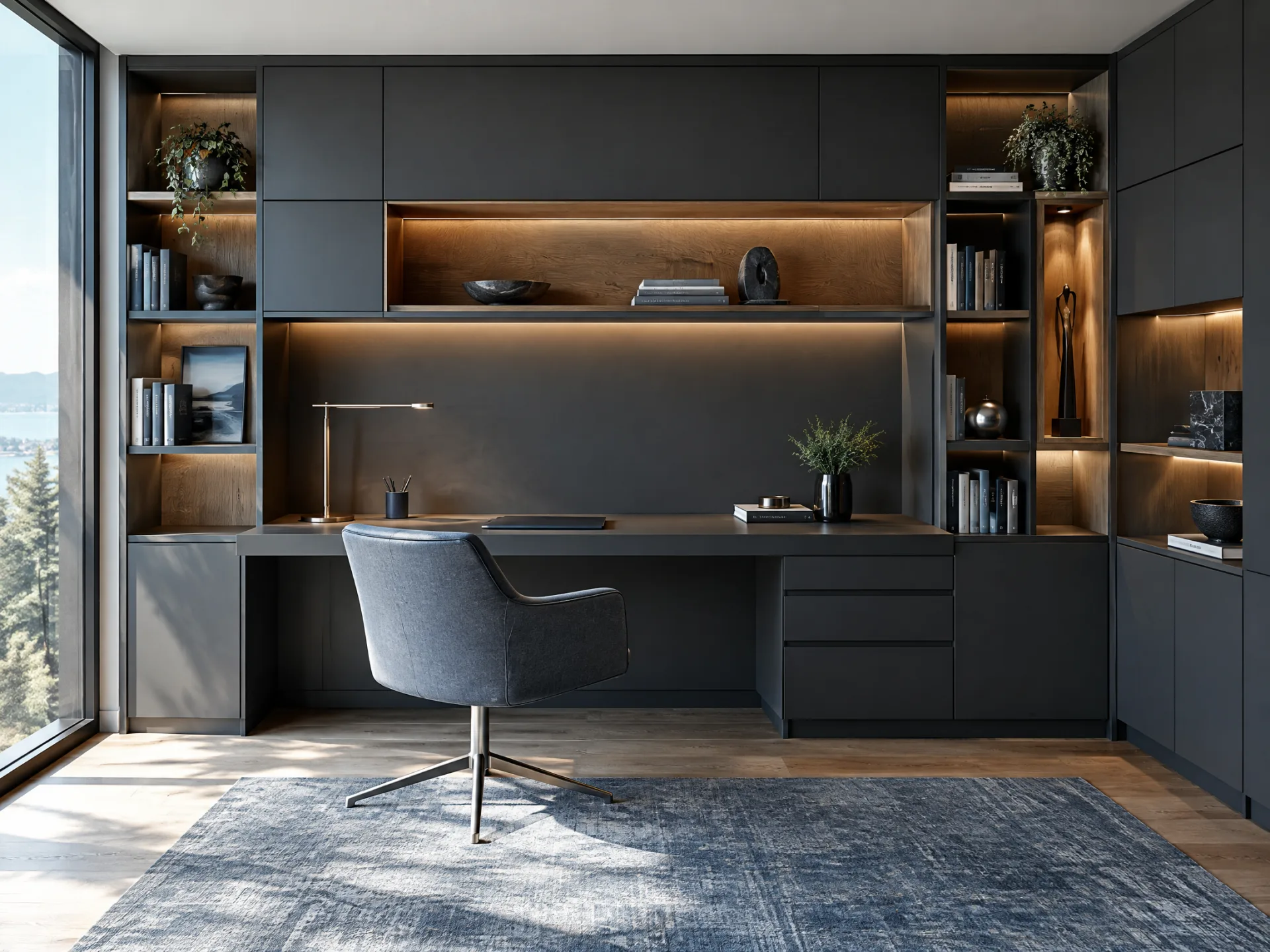 Home office com móveis planejados